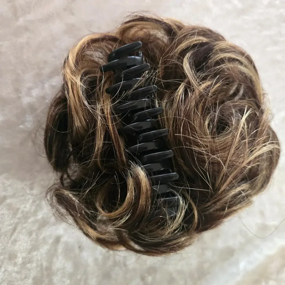 Claw Clip Messv Bun Hair Piece Wavy Curly Chignon Hair Bun Extensions Tousled Up